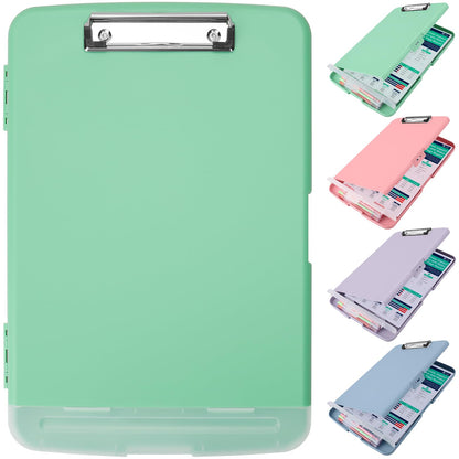 SFLHHDM Clipboard with Storage,Storage Clipboard with Pen Holder, A4 Binder Clip Boards 8.5x11 with Low Profile Clip,Side Opening Nursing Clipboards Folder for Office Supplies-Grayish Green