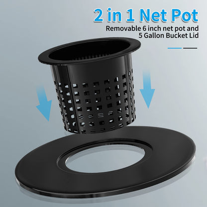 Tectsia Net Pots for Hydroponics 5 Pack, 6 Inch Wide Lip Bucket Basket for Hydroponic Bucket and DWC Bucket System.
