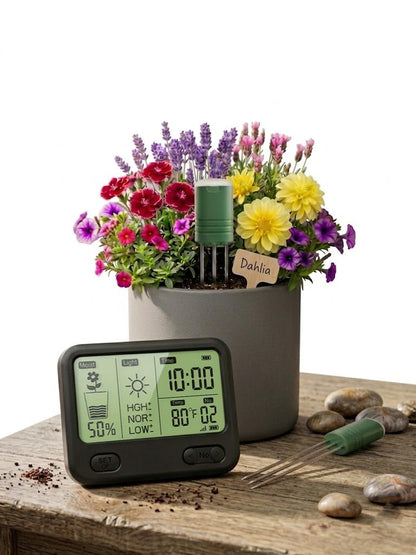 VODESON Soil Moisture Meter for Plants, Multi-Zone Wireless Soil Test Kit & Soil Thermometer, TDR4-in-1 Plant Water Meter, 230ft RF, IPX5 Waterproof, Indoor Outdoor Garden Lawn Farm(Display+2Sensor)