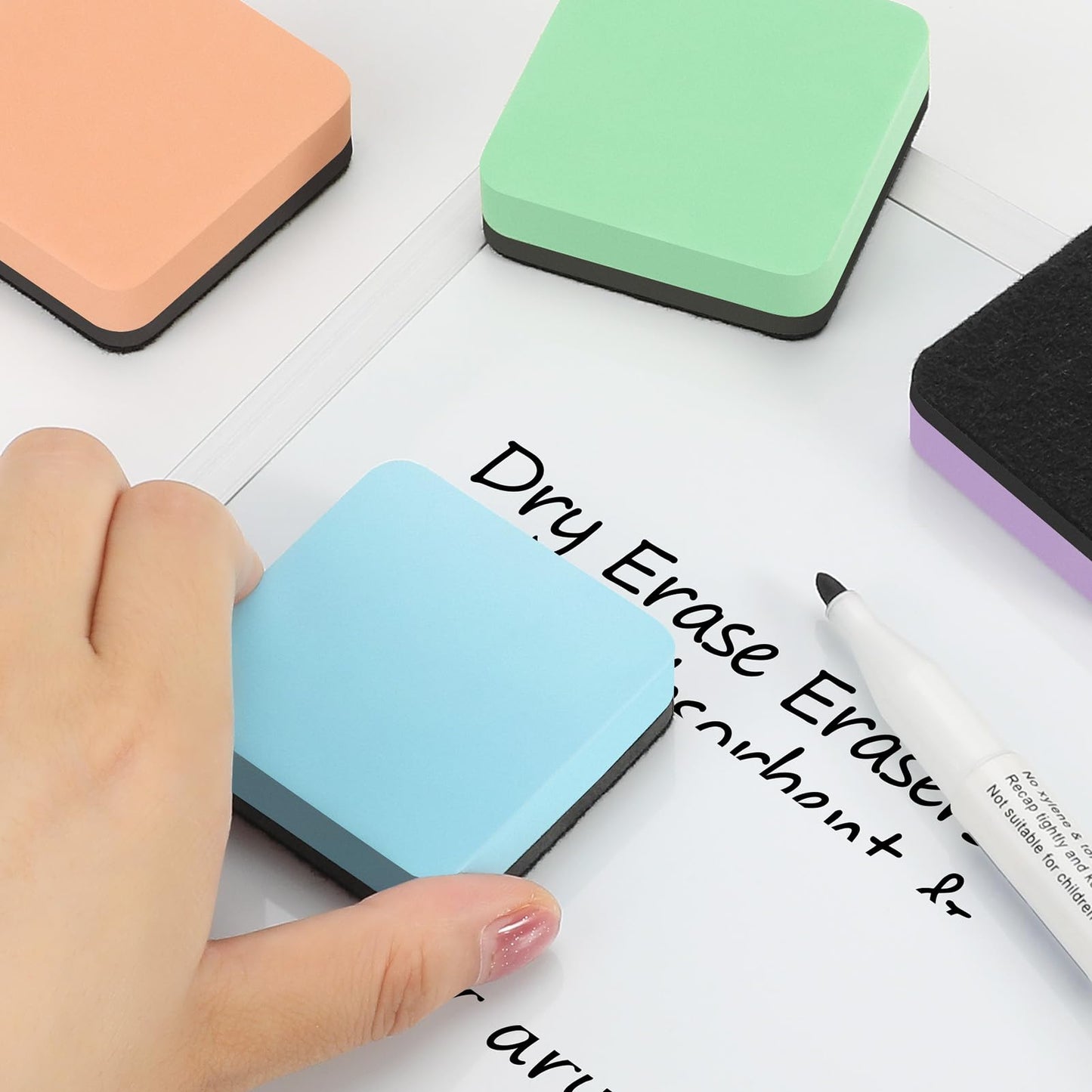 MaxGear Whiteboard Erasers Magnetic, 36 Pack Mini Dry Erase Erasers for Chalkboard, Strong Cleaning White Board Erasers Bulk for Office Classroom, Magnetic Backing, 6 Macaron Color, 2 x 2 x 0.6 Inch