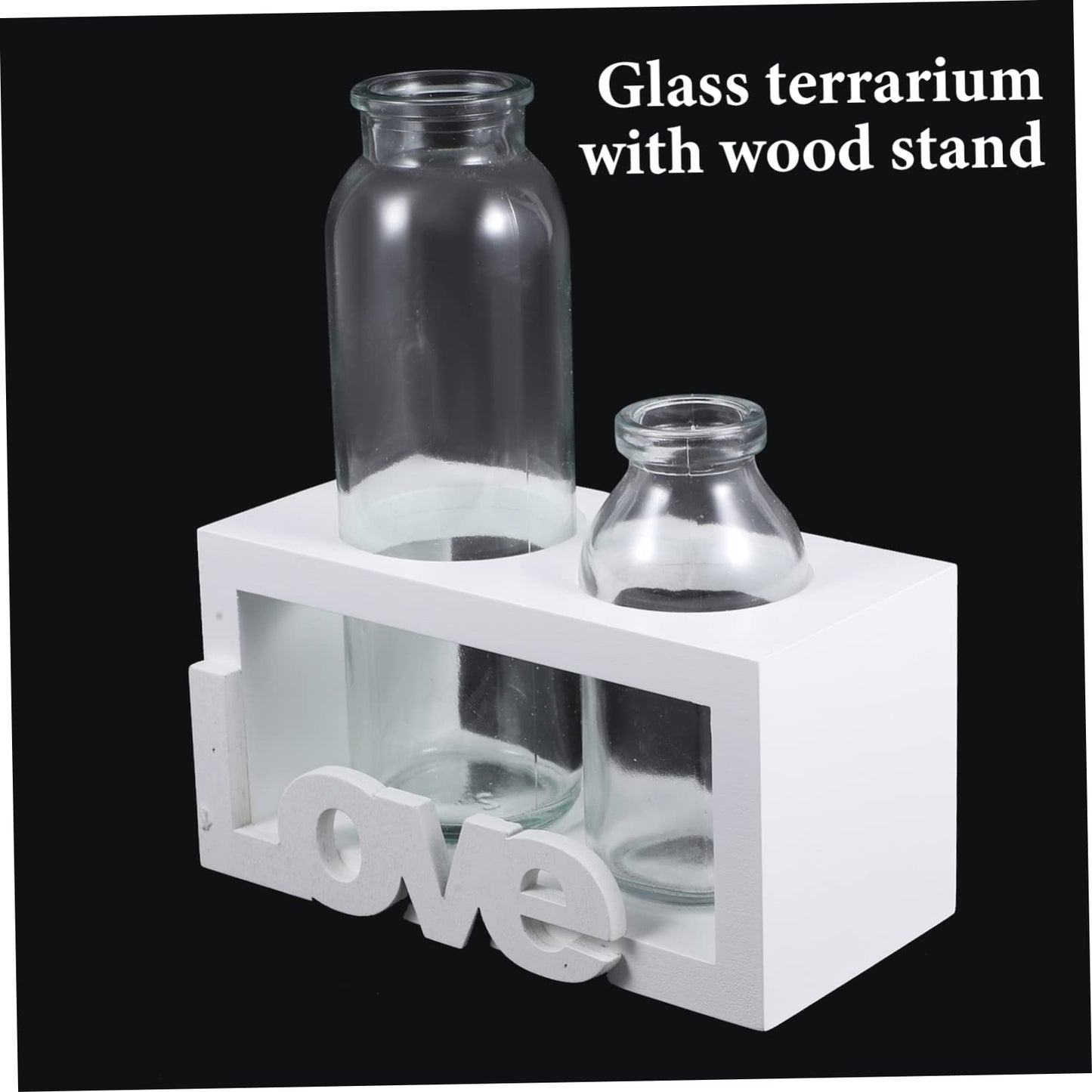 VICASKY Glass Terrarium Vase with Wooden Stand for Hydroponic Plants Modern Desktop Decoration Indoor Water Planter for Flower Arrangements Stylish Home Decor