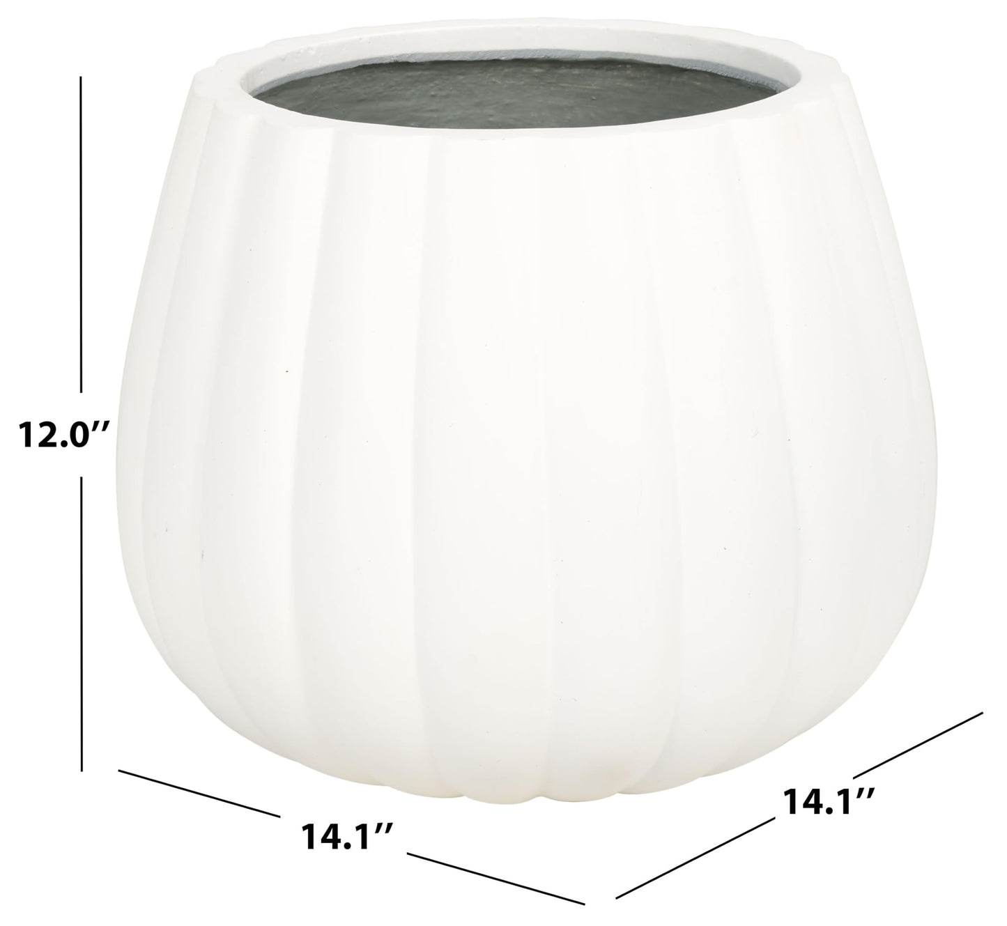 SAFAVIEH Outdoor Patio Furniture Kaston White Concrete Ficonstone Planter Pot (Fully Assembled)
