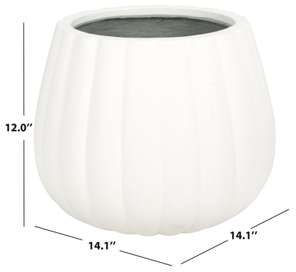 SAFAVIEH Outdoor Patio Furniture Kaston White Concrete Ficonstone Planter Pot (Fully Assembled)