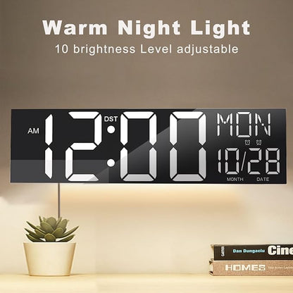 JALL 30" Extra Large Digital Wall Clock, Giant LED Wall Clock with Remote Control, Digital Clock with Jumbo Numbers for Living Room, Gym, Warehouse, Office, Home Decor, Plug-in, White