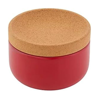 Kamenstein Ceramic and Cork Salt Pig with Easy Lift Lid for Easy Access, Red