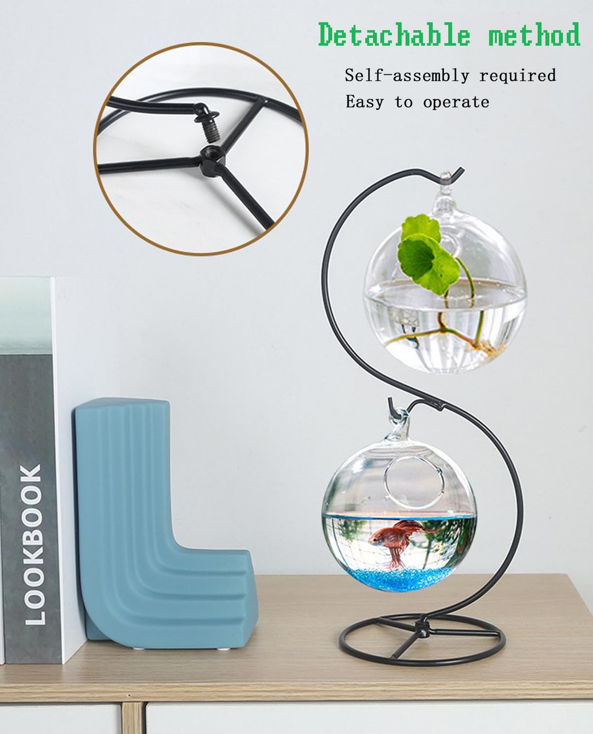Maibloln Ornament Display Stand Hanger Rack Hook Chrismas Ornament Party Decoration Holder Air Plant Flower Pot Hanging Terrarium Home Office Decoration(S-Style)