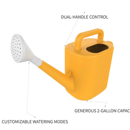 2 Gallon Watering Can for Outdoor Plants, Large Garden Watering Can with Detachable Sprinkler Head, Heavy Duty Resin Water Canner for Flowers, Indoor & Potted Plants (Daisy Yellow)