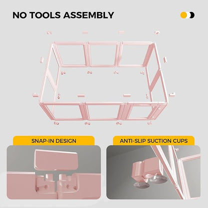 EVERFRONT Clear Acrylic Plastic Dog Playpen - Clear Dog Play Pen - Easy Assemble Acrylic Dog Playpen - Puppy Playpen, Cat Playpen, Small Animal Playpen, Dog Play Pen Indoors (Pink-30.3" H, 10PCS)
