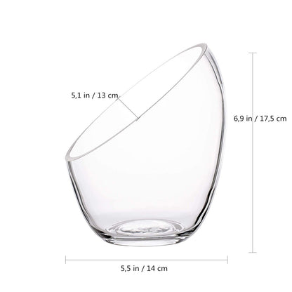 KNIKGLASS Clear Slant Cut Bubble Bowl, Fish Bowl & Plant Terrarium, Candy Jar Slant Cut Globe Vase Center Piece, Round Flower Vase, (6.9“ Tall .5.5“ Wide) …
