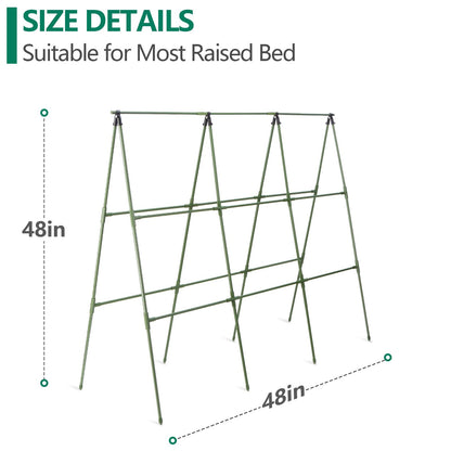 Cucumber Trellis for Raised Bed, 1 Pack 4ft Tall A-Frame, Garden Trellis for Climbing Plants Outdoor, Perfect for Vines, Beans - Green with Netting