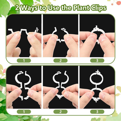 Dovciua 100PCS Plant Support Clips, Plastic Clips for Securing Plants, Plant Fixing Clips for Tomato Vine, Reusable Garden Clips for Climbing Plants, Grape, Vegetable Stems (200, Green)