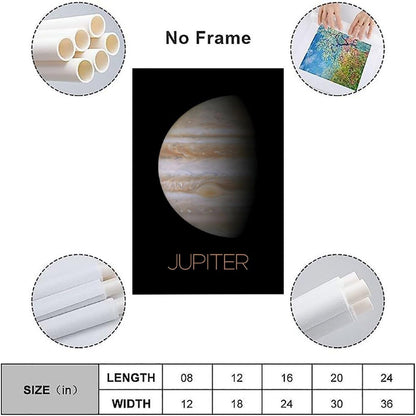 XIAOLOUTINYU Solar System Canvas Wall Art - Jupiter Planet Space Poster for Kids Room Bedroom Classroom, STEM Educational Astronomy Decor, Science Gift for Boys Girls Teens, 12x18 Inch Unframed