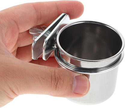 Yardwe 2pcs Stainless Steel Bird Food Bowl Clamp Holders with Hanging Feeders for Parrot Cage, Small 4.4cm 5.5cm Feeding Dish Cups Suitable for Cockatiel Budgie Parakeet