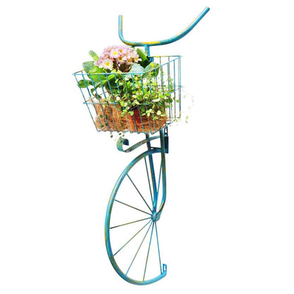 Asiwnshw Metal Bicycle Planter, Bike Flower Plant Stand, Flower Display Stand Cart Hand Painted Metal Bicycle Plant Stand Standing Planter Flower Holder Indoor Outdoor Decor(Blue)