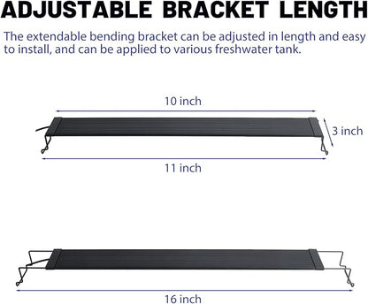WaterRebirth Ultra-Slim Full Spectrum LED Aquarium Light with Adjustable Brackets,500LM 12W for 12Inch to 18Inch Fish Tank Lighting Fresh Water