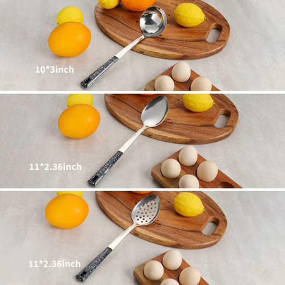 5-Piece Stainless Steel Serving Spoon Set, Large Serving Spoons with Ladle & Slotted Spoon, Metal Serving Spoons for Buffet, Soup, Rice, Commercial & Home Kitchen