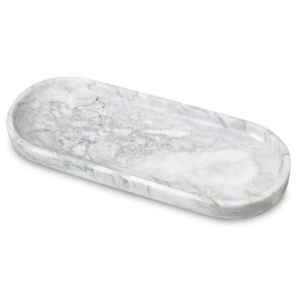 NEAMVCT Decorative White Marble Bowl, 10.6" x 4.3" Hand-Polished Natural Stone Bathroom Vanity Tray– Multi-Purpose Candy Bowl, Smudge Bowl, Key Bowl for Bathroom Countertop, Dresser, Coffee Bar