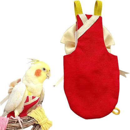 Bird Flight Suits Diapers, Parrot Flight Suits Diapers for Quaker Parakeets Cockatiels Conures Macaw African Grey, Bird Diaper, Parrot Clothes (Red B,XL)