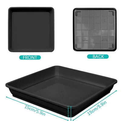LNQ LUNIQI 10 Pcs 6 Inch Square Plastic Plant Saucer Flower Pot Bottom Seat Flower Pot Tray Thick Plastic Drip Tray for Garden Potted Water Drips and Soil （Black）