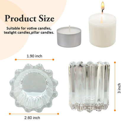GOLDEAL 12Pcs Clear Glass Votive Candle Holders Tealight Holders Decorative, Tea Candle Holders Bulk,Candlestick for Wedding, Party,Dinner, Home Table Decor.