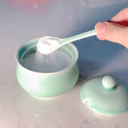 Tingyework Porcelain Salt Cellar with Lid and Spoon, 4.4 oz Salt Container Sugar Bowl for Spice & Seasonings, Elegant Kitchen Counter Decor, Chinese Celadon (Light Green)