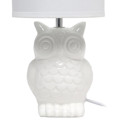 Simple Designs LT1136-OFF 12.8" Tall Contemporary Ceramic Owl Bedside Table Desk Lamp w Matching Fabric Shade for Home Decor,Bedroom, Nightstand, Living Room, Entryway, Kids' Room, Nursery, Off White
