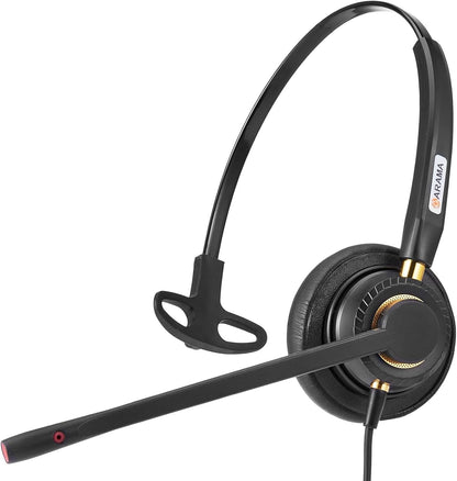 Arama USB Headset with Microphone for PC, Noise Cancelling & Audio Controls Ultra Comfort USB Headphone for Computer Laptop Pc Business Skype UC Webinar Call Center Office