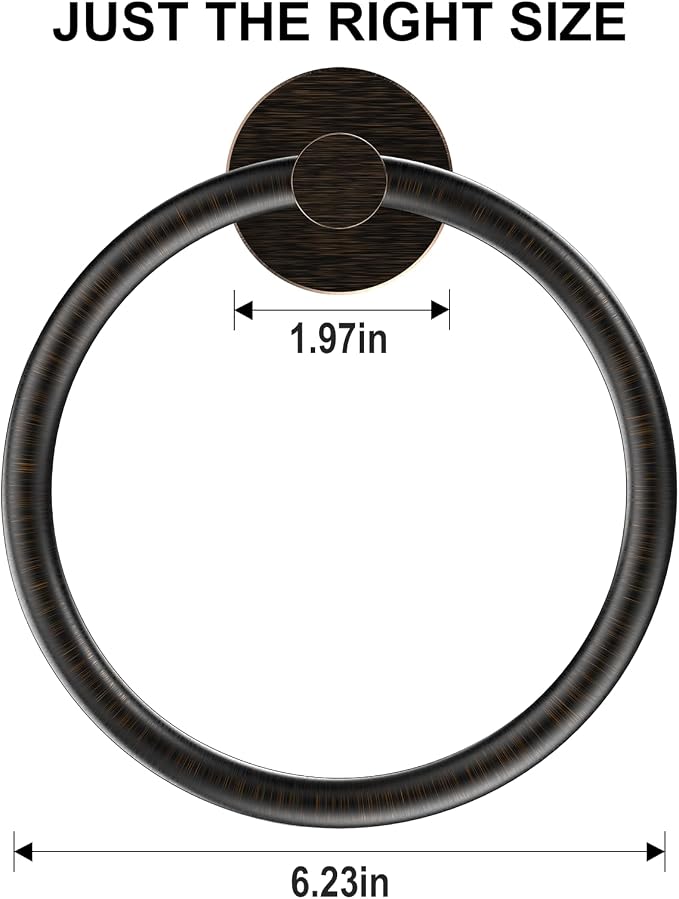 SetSail Towel Holder for Bathroom Wall Screw-in Towel Ring Stainless Steel Hand Towel Holder 4 Packs Oil Rubbed Bronze Towel Hanger for Bathrooms, Kitchen
