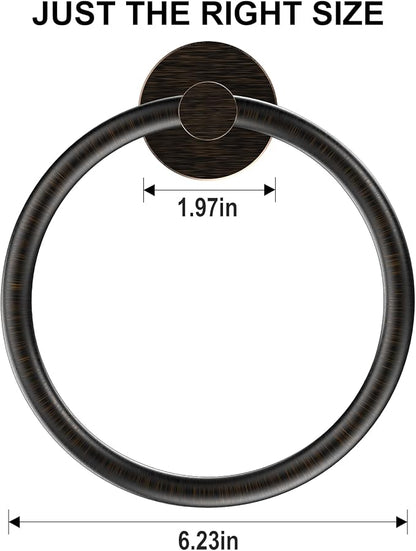 SetSail Towel Holder for Bathroom Wall Screw-in Towel Ring Stainless Steel Hand Towel Holder 4 Packs Oil Rubbed Bronze Towel Hanger for Bathrooms, Kitchen