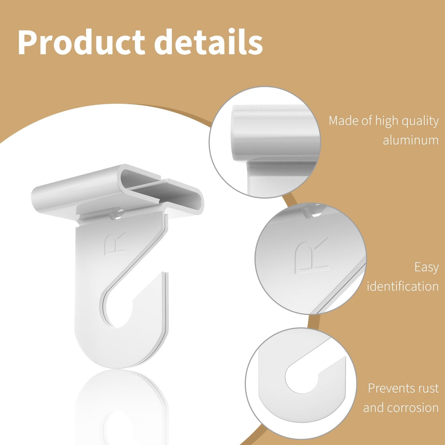10 Pairs Drop Ceiling Hooks for Hanging Classroom Ceiling Clips Classroom & Ceiling Hanging Hook,White Enamel Finish Heavy Duty T Bar Clips,High Strength Aluminum Hold up to 20 lbs, 1" W x 1½" H