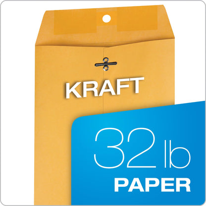 Quality Park 6x9 Clasp Envelopes, Extra Heavyweight 32 lb. Manila Kraft Envelopes, Gummed Seal and Clasp for Storing or Mailing, 100/Box (QUA37755)