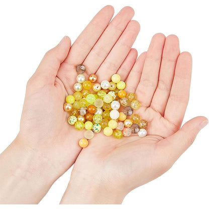PH PandaHall 720pcs 8mm Yellow Glass Beads 24 Color Bracelet Beads Crystal Bead Baking Painted Glass Loose Bead for Fall Friendship Bracelet Earring Jewelry Making Christmas Tree Ornament