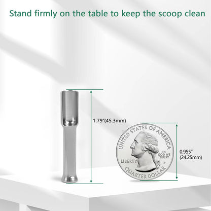 Mini SS304 stainless steel scoop with tamp tool,0.1 gram capacity 1.79 inch spoon for multi-purpose use sugar salt powder spices dishwashers safe for kitchen laboratory