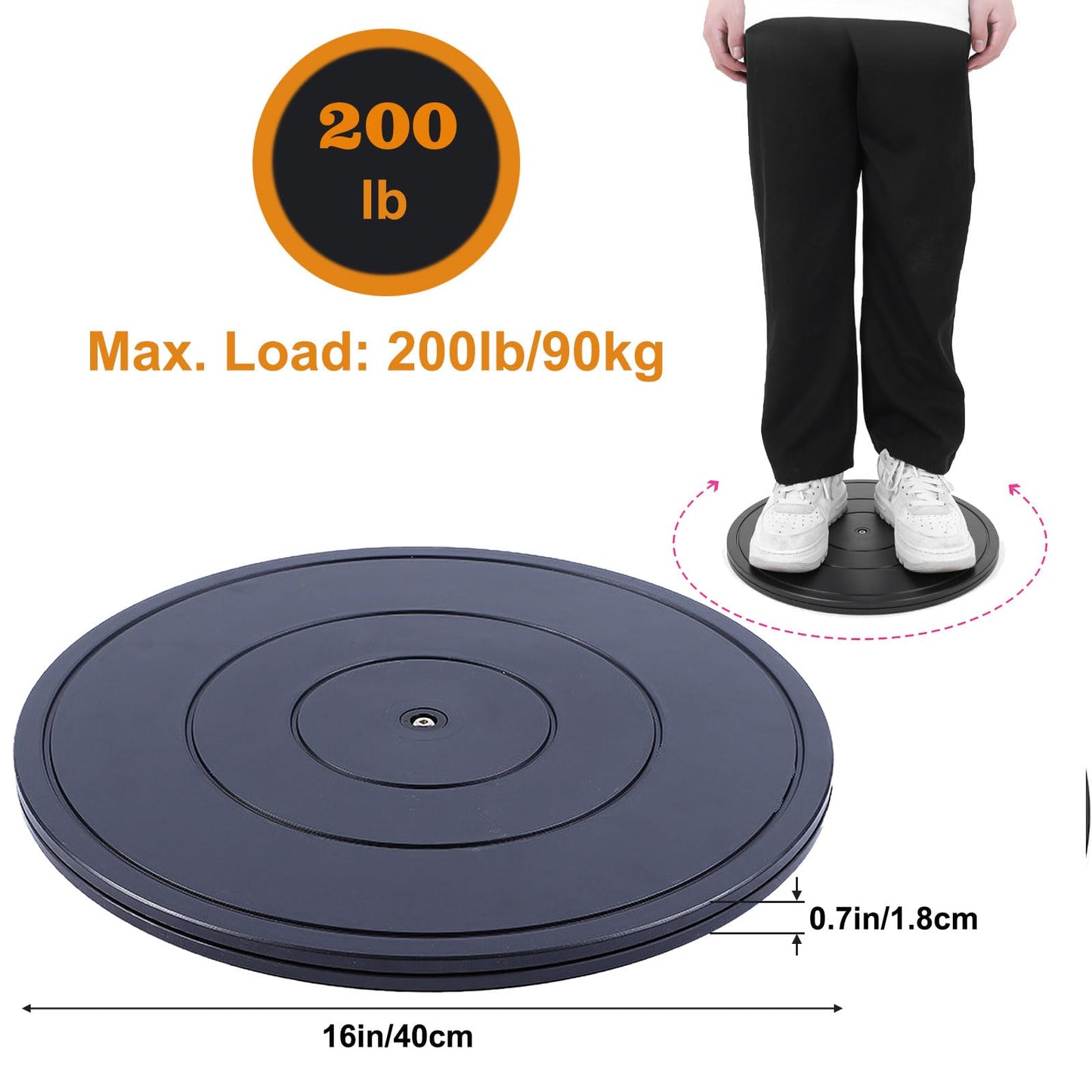 2 PCS 16 Inch Lazy Susan Turntable Heavy Duty Rotating Swivel Stand Lazy Susan with Steel Ball Bearings Flat Base Stand for TV/Computer/Monitor/Arts/Crafts/Bonsai/Statue/Cabinet Organizer