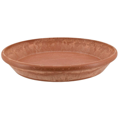 Arcadia Garden Products PSW Pot Collection AP30TCM 12-inch Plastic/Stone/Wood Composite Plant Saucer Drip Tray – No Drainage Hole (Drillable), Indoor/Outer Water Tray, Terra Cotta Marble Color