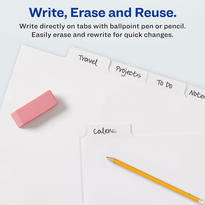 Avery Big Tab Write & Erase Dividers for 3 Ring Binders, 5-Tab Sets, 48 Binder Divider Sets (23075)