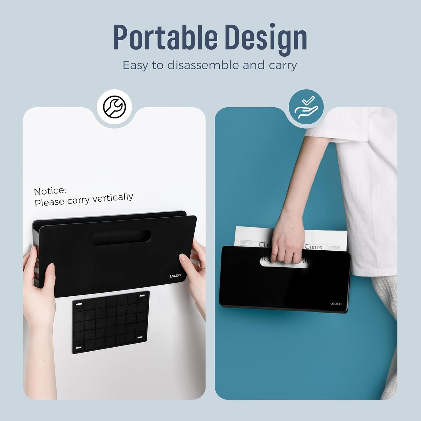 loukin Magnetic File Holder - Vertical Wall Mount Organizer for Whiteboard, Refrigerator, Office Wall, Documents, Letters (Black)