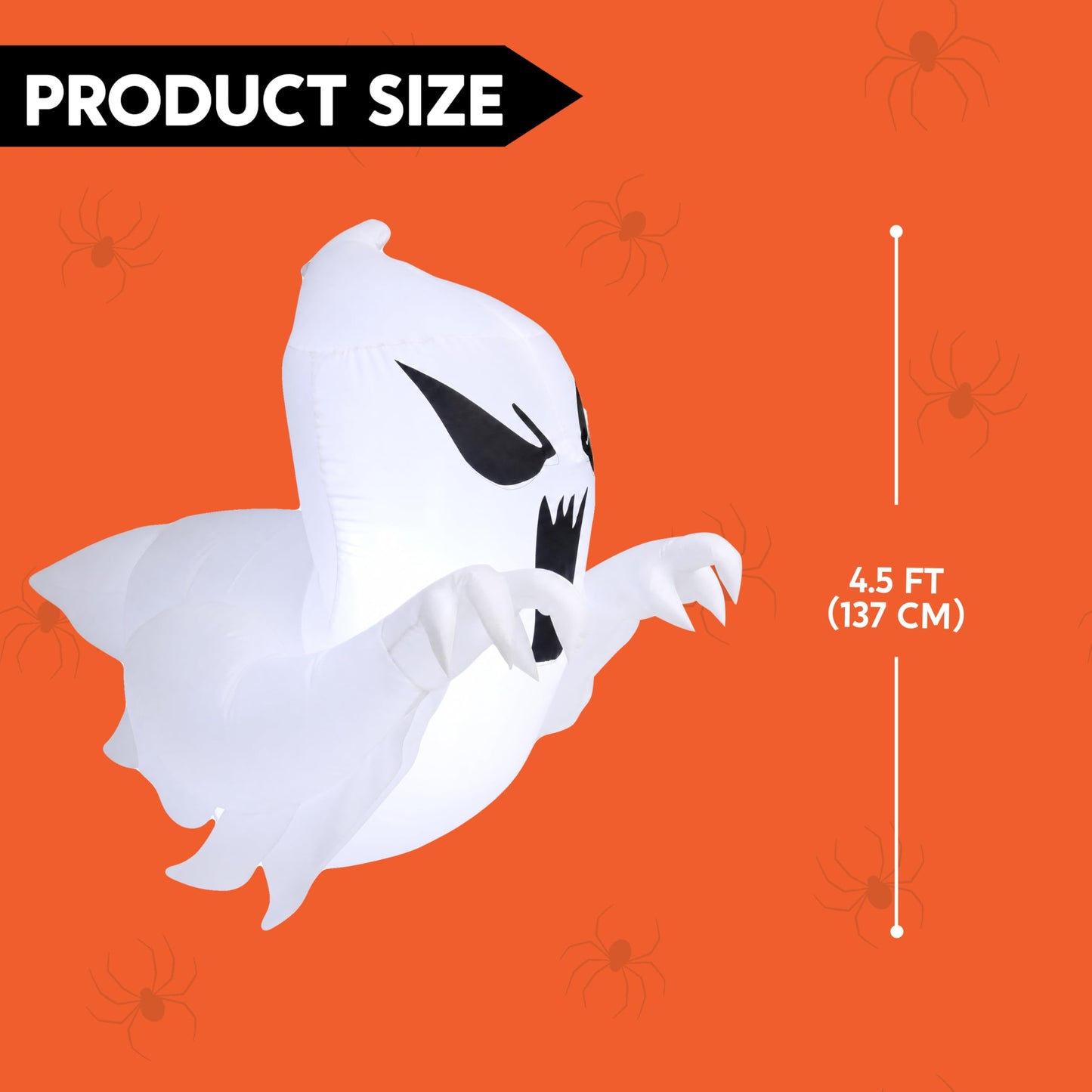 Joiedomi 4.5 FT Halloween Inflatable Scary Flying Ghost Broke Out from Window Inflatable with Build-in LED Blow Up Ghost for Halloween Party Indoor, Outdoor, Yard, Garden, Lawn Decoration