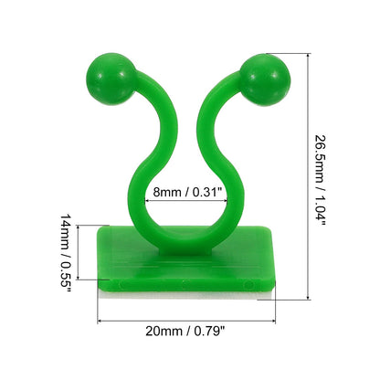 uxcell 100Pcs Plant Climbing Wall Fixture Clips, Plant Fixer Self-Adhesive Hooks Wire Fixing Supporting for Indoor Outdoor Decoration and Cable Wire Fixing (Green, 8mm/0.31")