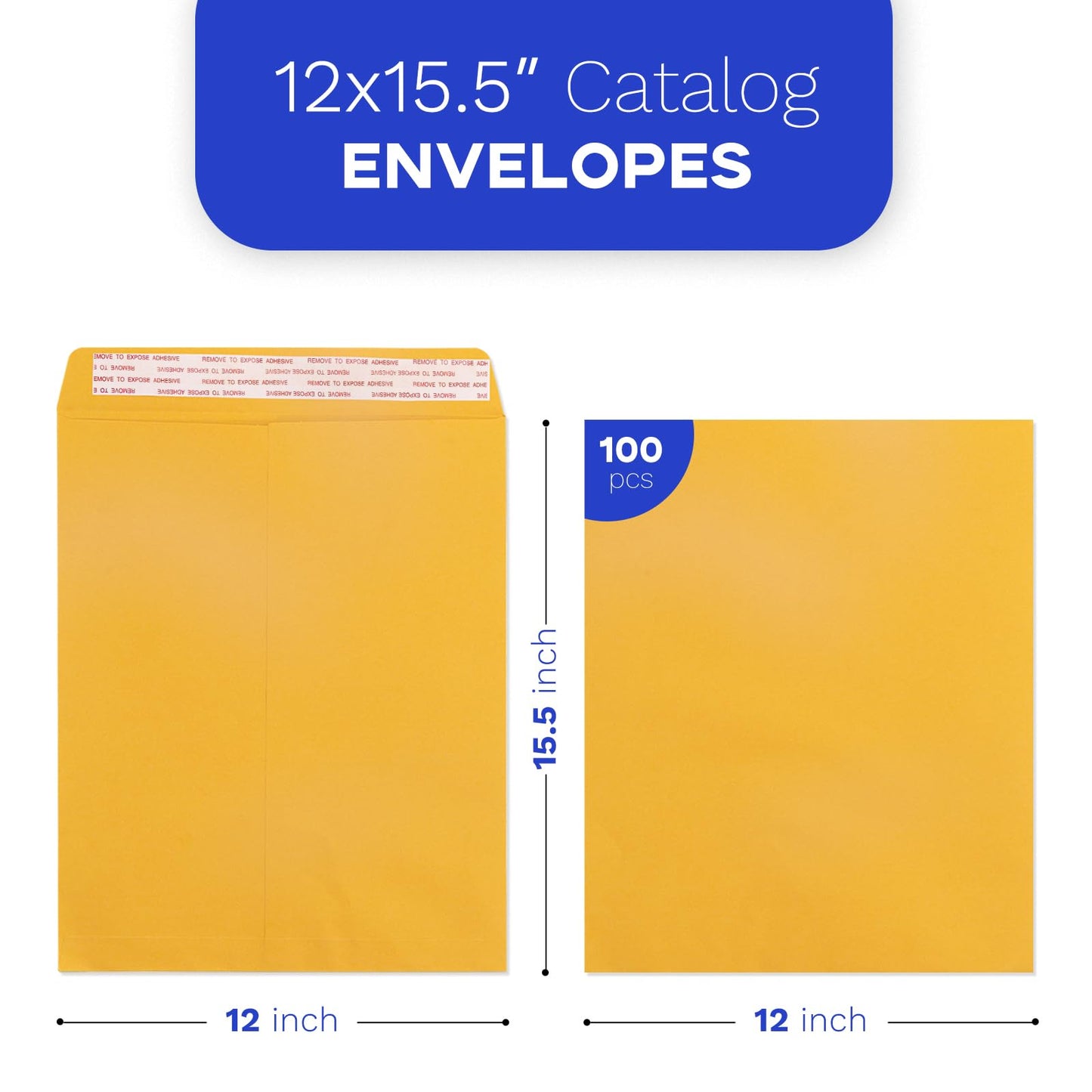 Geofun 12 x 15.5 Inch Manilla Envelopes with Peel & Seal Closure, Large Yellow Envelopes for Mailing Homemade Items, Legal Size Letters, 11 x 14 Documents, Tax Records, 100 Pack
