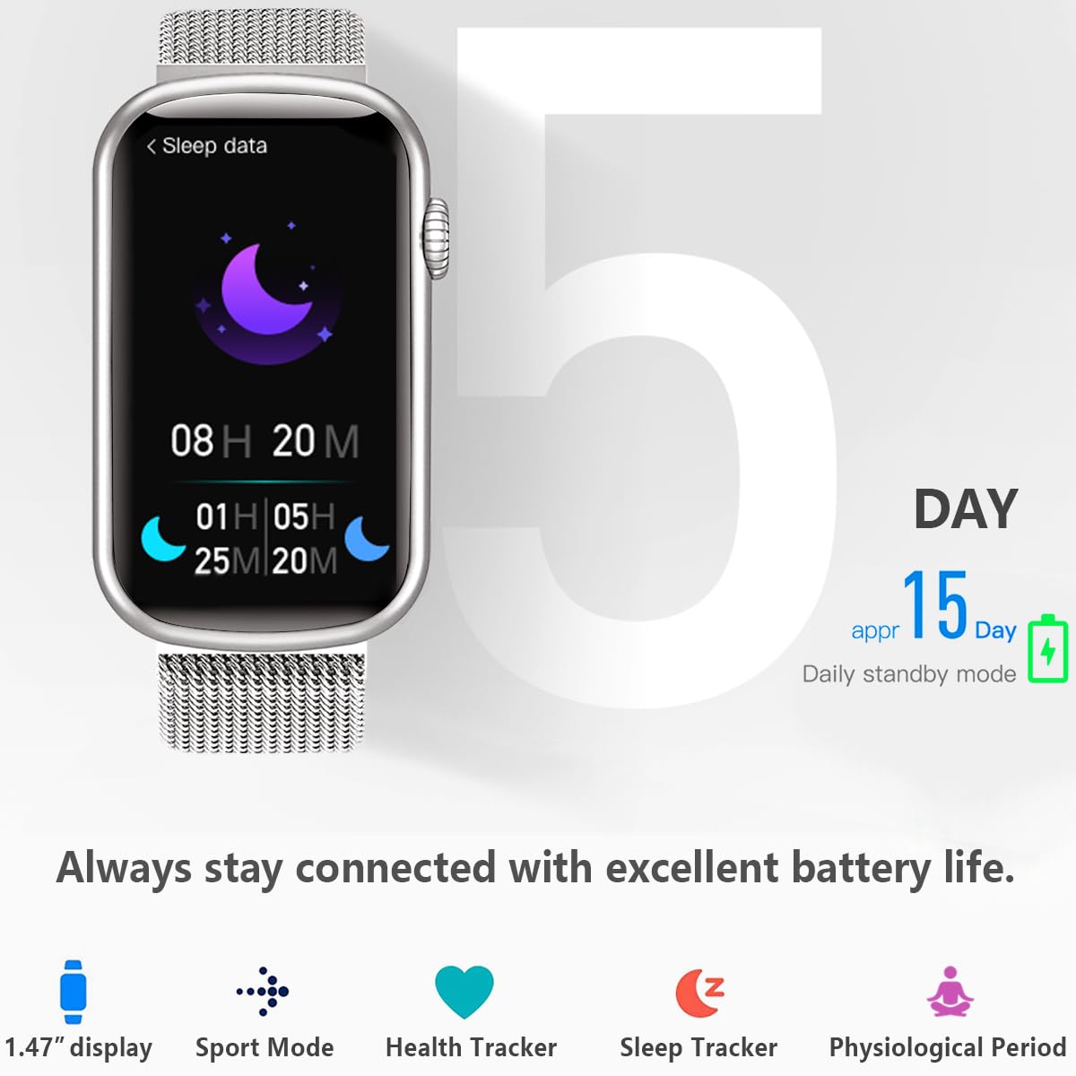 FITVII Slim Fitness Tracker with Blood Oxygen, Blood Pressure, 24/7 Heart Rate and Sleep Tracking, IP68 Waterproof Activity Trackers and Smart Watches with Step Tracker, Pedometer for Women Men