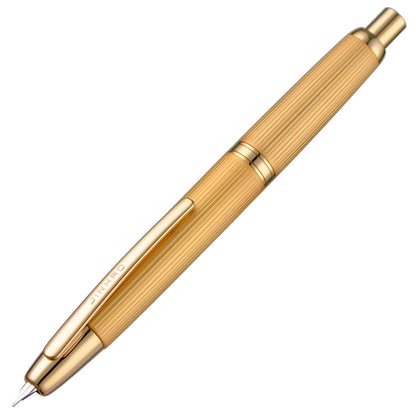 Jinhao 10 Press Fountain Pen with Box, Brushed Matt Gold Retractable Extra Fine Nib with Ink Converter Set (Golden Clip)
