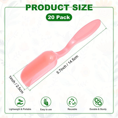 M METERXITY 20-Pack Mini Gardening Shovel Spoons, Plastic Garden Soil Scoops for Cultivation Digging Transplanting/Flower Planting/Plant Succulent, Colorful Small Gardening Tools [Pink]