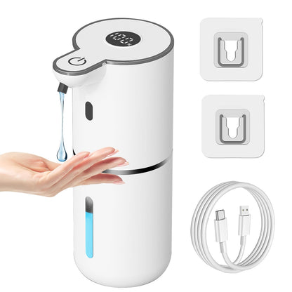 OHIFAST Automatic Liquid Soap Dispenser Touchless, USB Rechargeable Smart Hand Soap Dispenser, 6-Level Adjustable, 12.8oz/380mL Wall Mounted for Bathroom Kitchen Accessories Dish Soap-White