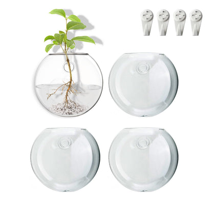 wangsdjy Wall Mount Plant Propagation Station - Clear Hydroponic Glass Vase, Oblate Planter for Indoor Plants | Perfect for Home, Office, Bathroom Decor | Gift for Plant Lovers (4)
