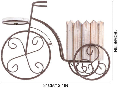 ZEELYDE Plant Stand,Wrought Iron Bike Plant Stand Rustic Style Bicycle Flower Pot Cart Holder Flower Basket Home Garden Desktop Decoration Flower Shelf