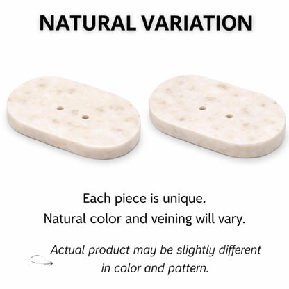 KC KULLICRAFT Marble Soap Dish Draining, Soap Dish for Shower, Bathroom, Sink Bath tub Dish, Soap Bar Holder, Soap Case, Holder for Sponges Hand Soap - Solid Oval Polished White