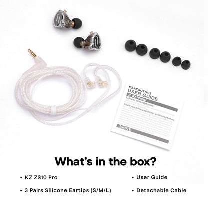 Linsoul KZ ZS10 Pro, 4BA+1DD 5 Driver in Ear Monitor, HiFi Wired Earbuds, Gaming Earbuds, Hybrid IEM Earphones with Stainless Steel Faceplate, Detachable Cable for Musician(Without Mic, Black)