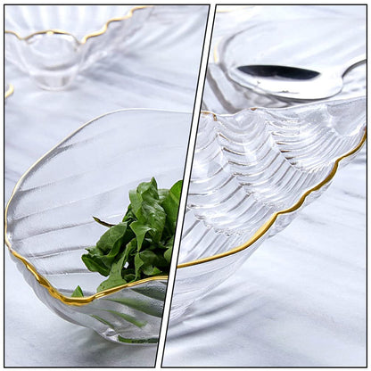 DOITOOL Sea Shell Bowl Glass Salad Plate Sauce Dishes Sushi Plate Dessert Plate Appetizer Plate Fruit Plate Serving Dishes for Home Kitchen