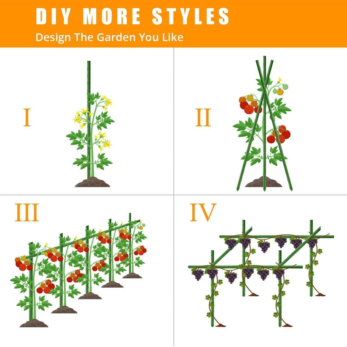 LAVEVE Garden Stakes 48 Inches Heavy Duty Steel Tomato Stake, Plastic Coated Support for Securing Trees, Climbing Plants, Cucumber, Beans, Pack of 20